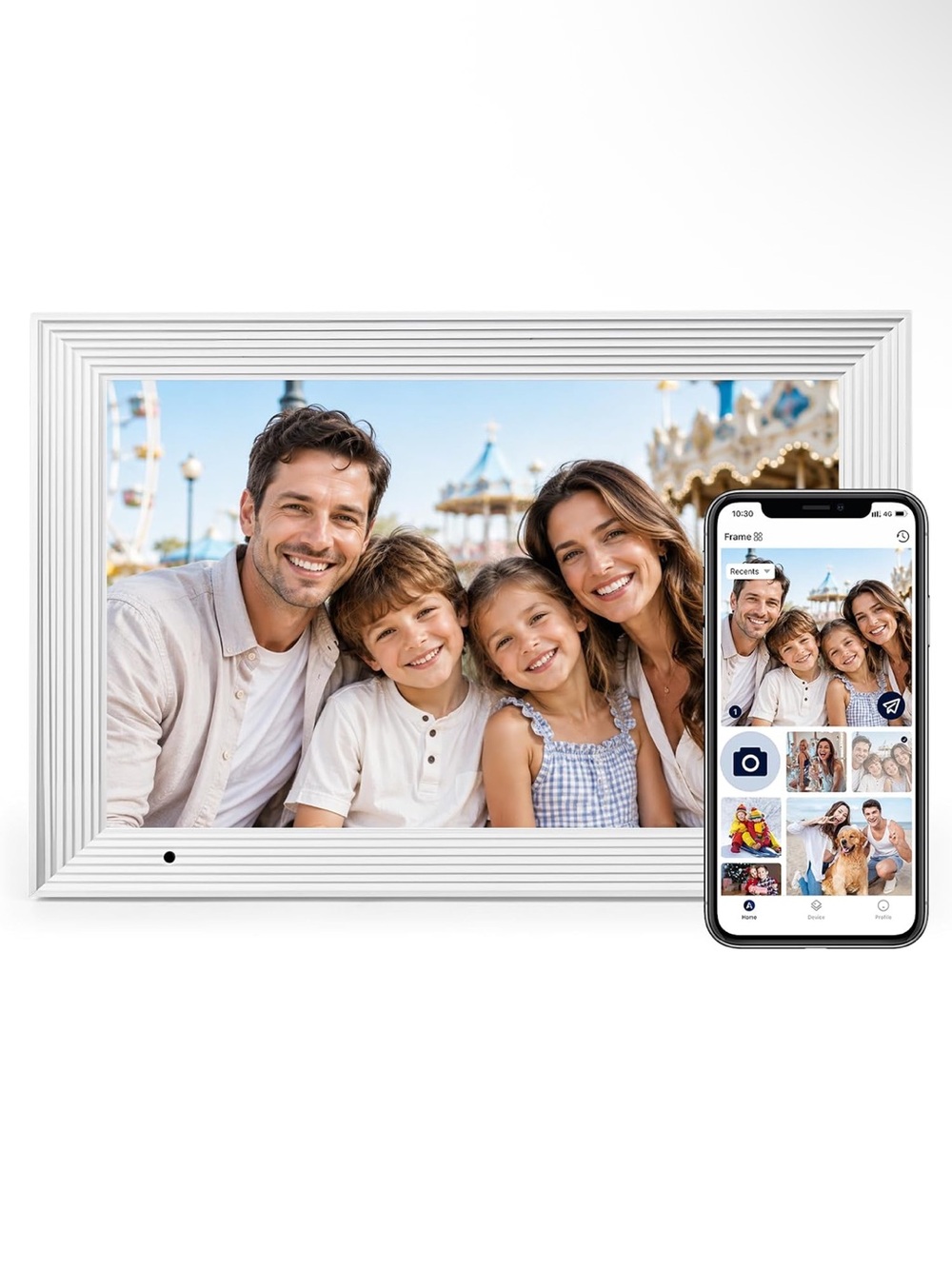 Digital 10.1” Photo Frame - White WiFi Smart Display